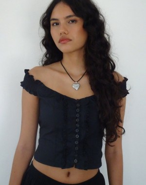 Női Motel Rocks Alderidge Bardot Corset Mellény Fekete | BDX6218MH