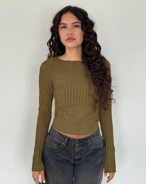 Női Motel Rocks Angela Long Sleeve Póló Zöld | JHR2841VK