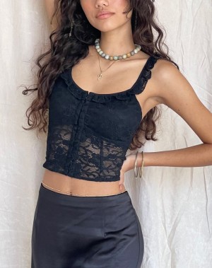 Női Motel Rocks Laru Corset Mellény Fekete | OKW8235FP