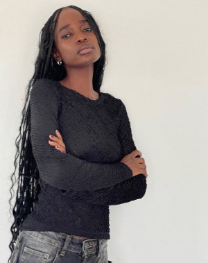 Női Motel Rocks Maya Long Sleeve Póló Fekete | UDW7812HY