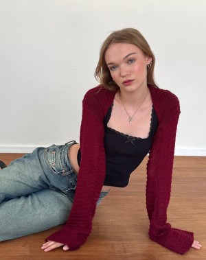 Női Motel Rocks Nobila Kötött Shrug Jumpers Piros | NRG8837BL