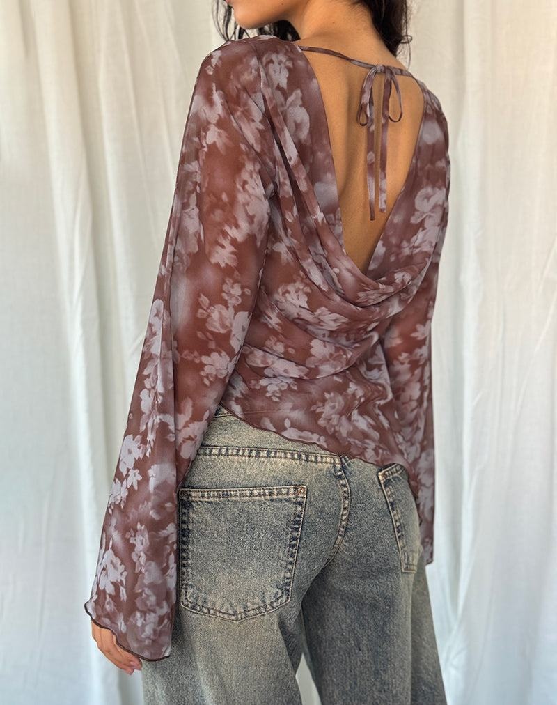 Női Motel Rocks Arcelia Long Sleeve Mesh Blúz Szürke Barna | JFX8296CS