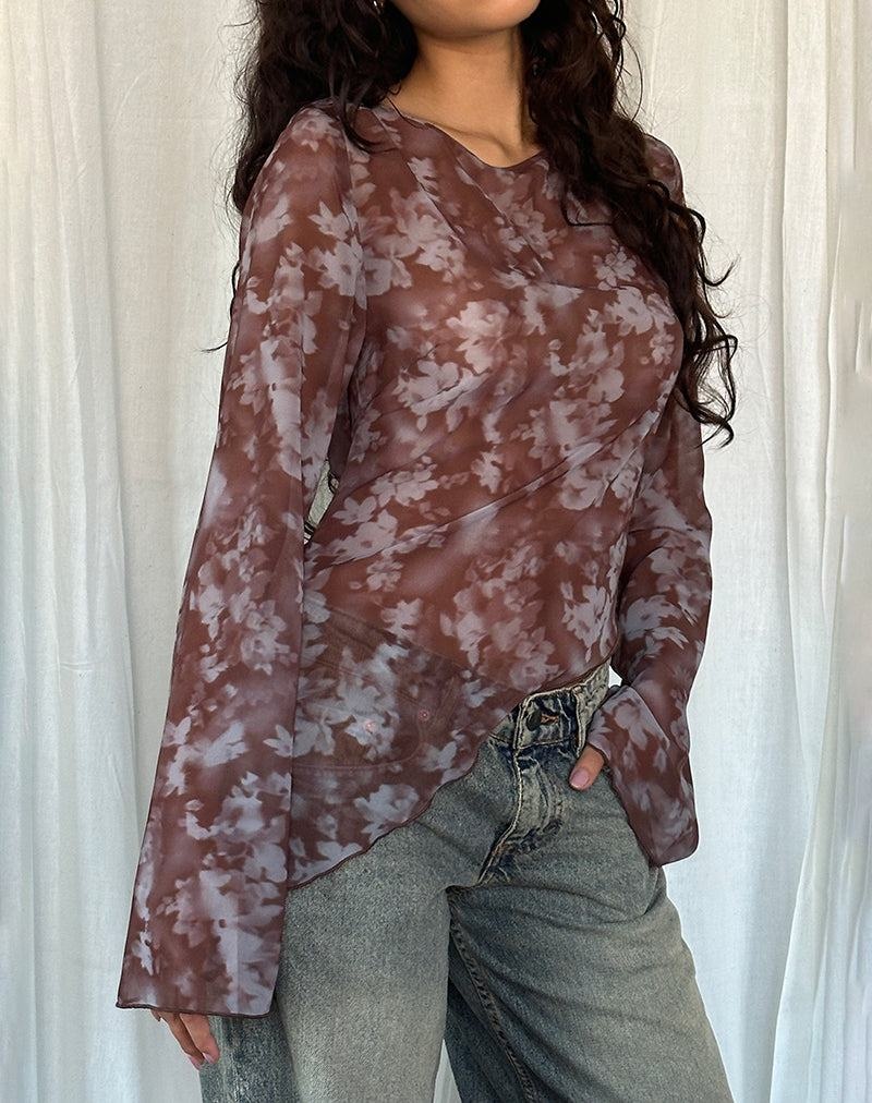 Női Motel Rocks Arcelia Long Sleeve Mesh Blúz Szürke Barna | JFX8296CS