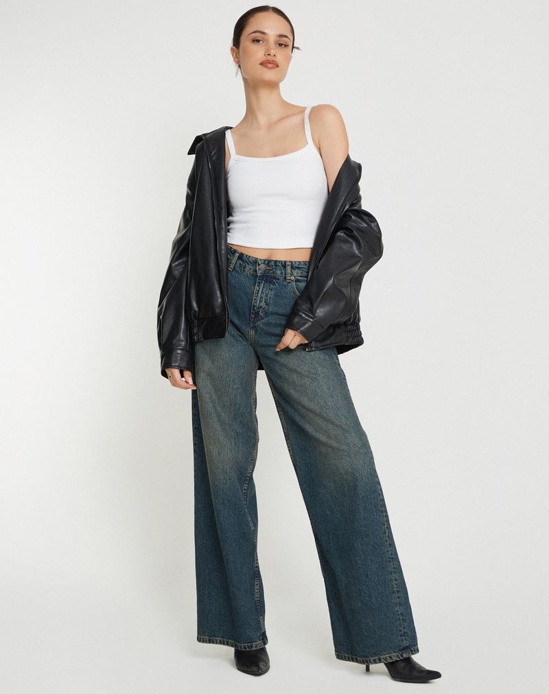 Női Motel Rocks Aus Bordázott Top Mellény Fehér | YYG261WH