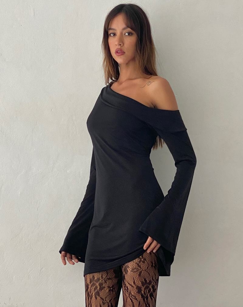 Női Motel Rocks Fliss Asymmetric Mini Ruha Fekete | ISC6682ML