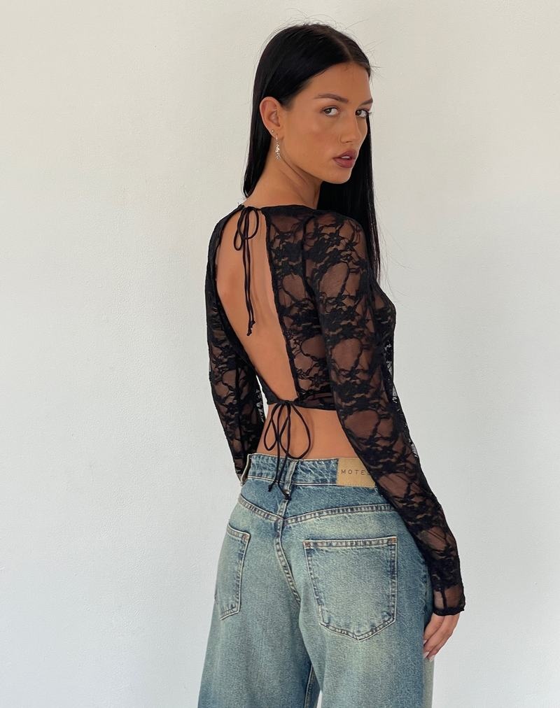 Női Motel Rocks Grizelda Backless Long Sleeve Póló Fekete | XBY6330TZ