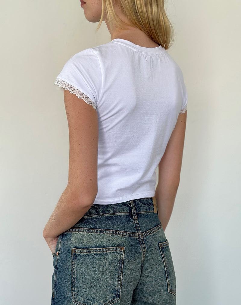 Női Motel Rocks Izzy Tee With Me Always Motif Póló Fehér | QDE2380TF