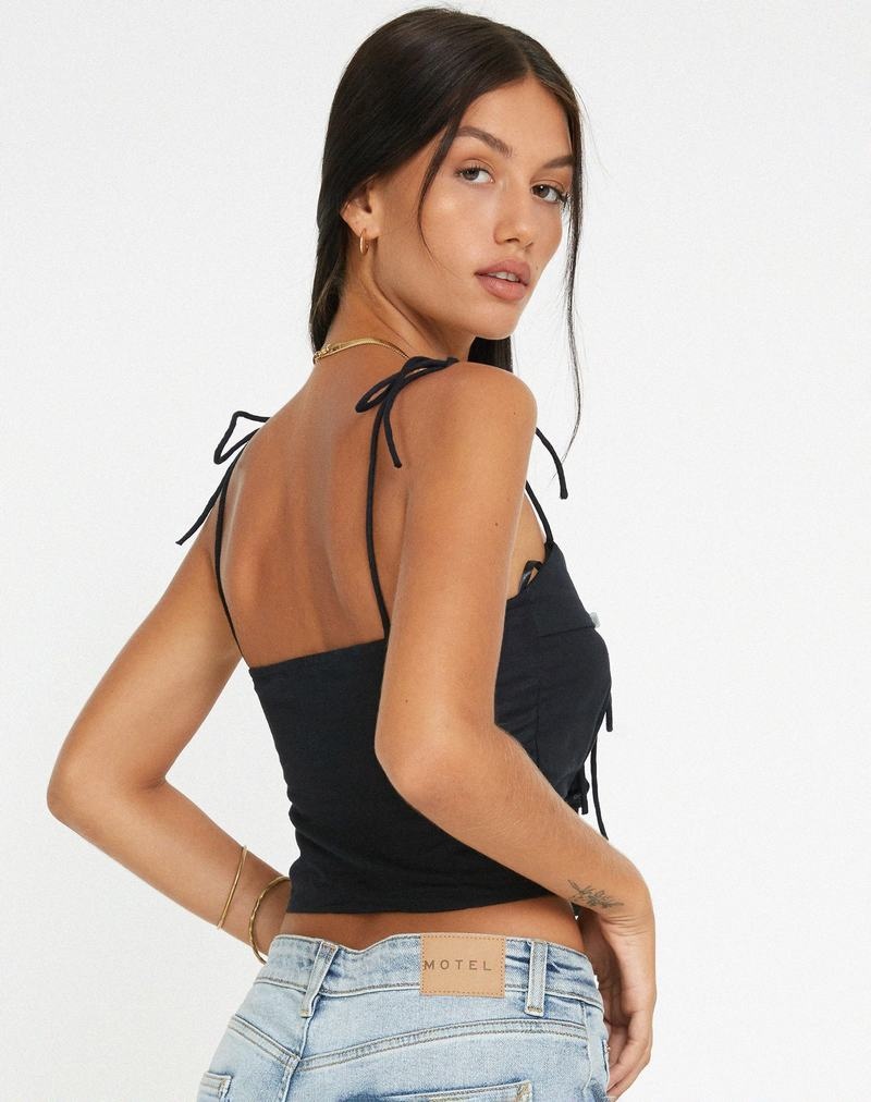 Női Motel Rocks Kali Corset Mellény Fekete | LEZ179MD