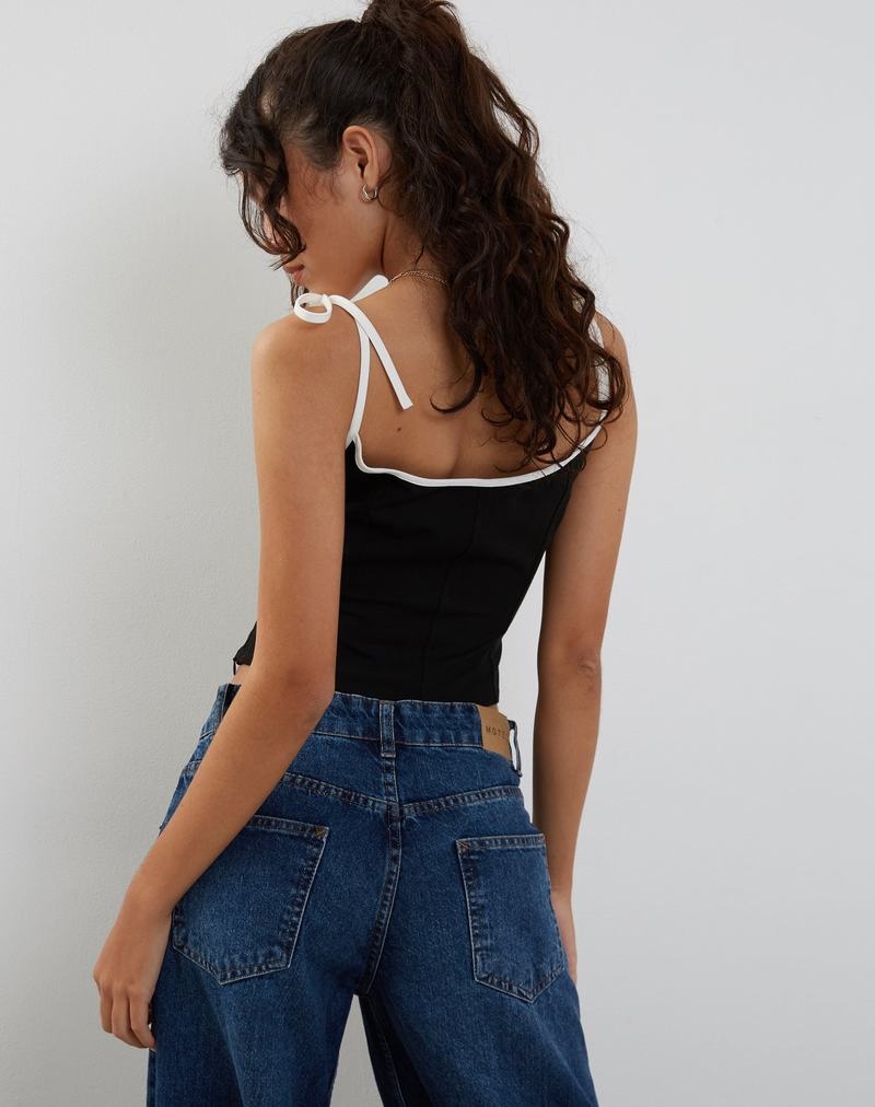 Női Motel Rocks Kiona Corset Mellény Fekete Fehér | UZK9273DR