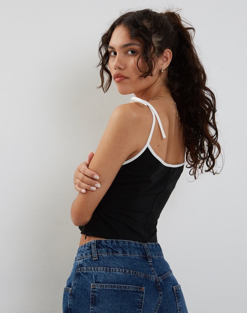 Női Motel Rocks Kiona Corset Mellény Fekete Fehér | UZK9273DR