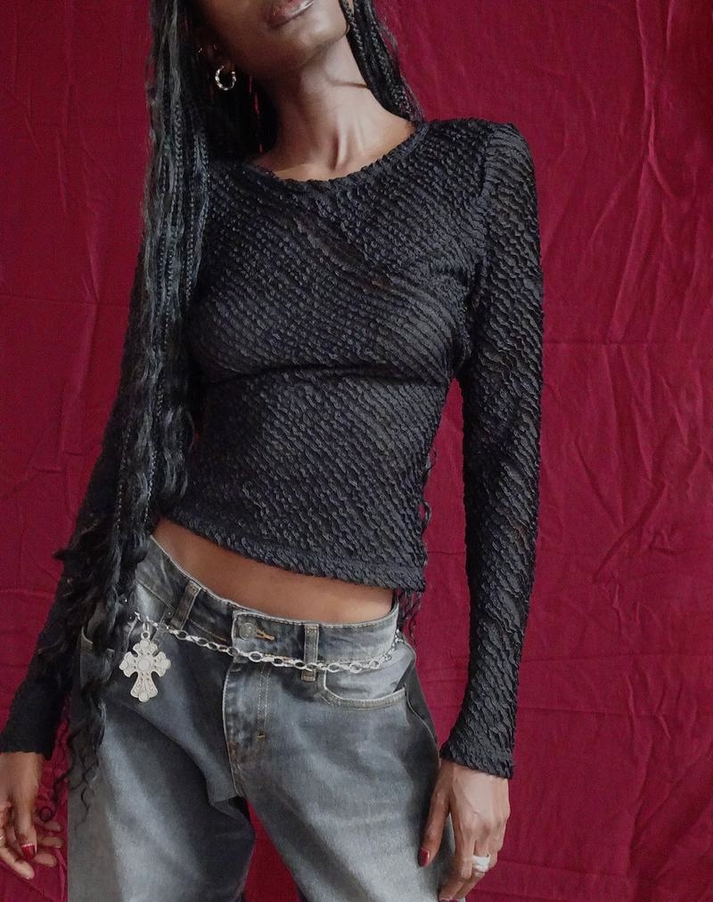 Női Motel Rocks Maya Long Sleeve Póló Fekete | UDW7812HY
