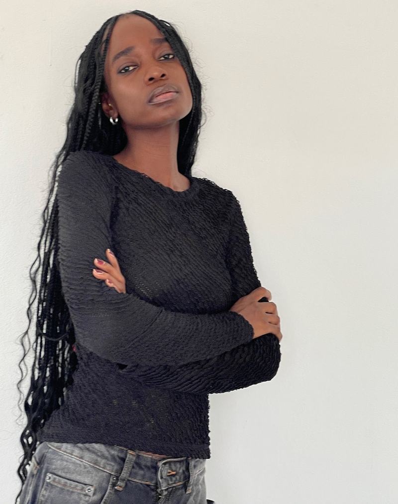 Női Motel Rocks Maya Long Sleeve Póló Fekete | UDW7812HY