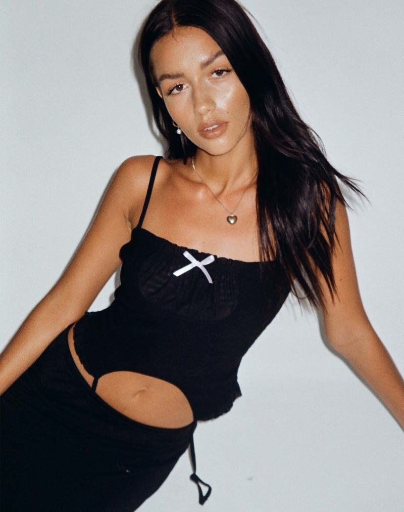 Női Motel Rocks Revonda Corset Mellény Fekete | RNW6772FS