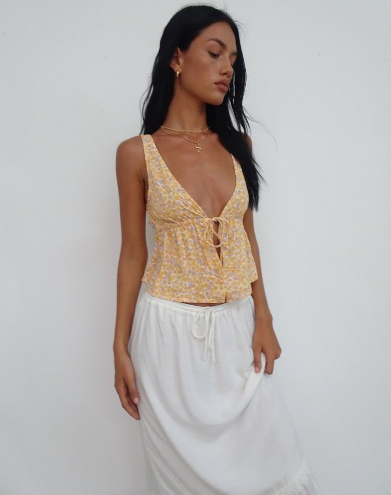 Női Motel Rocks Rolia Tie Front Top Mellény Sárga | YUA8640VJ