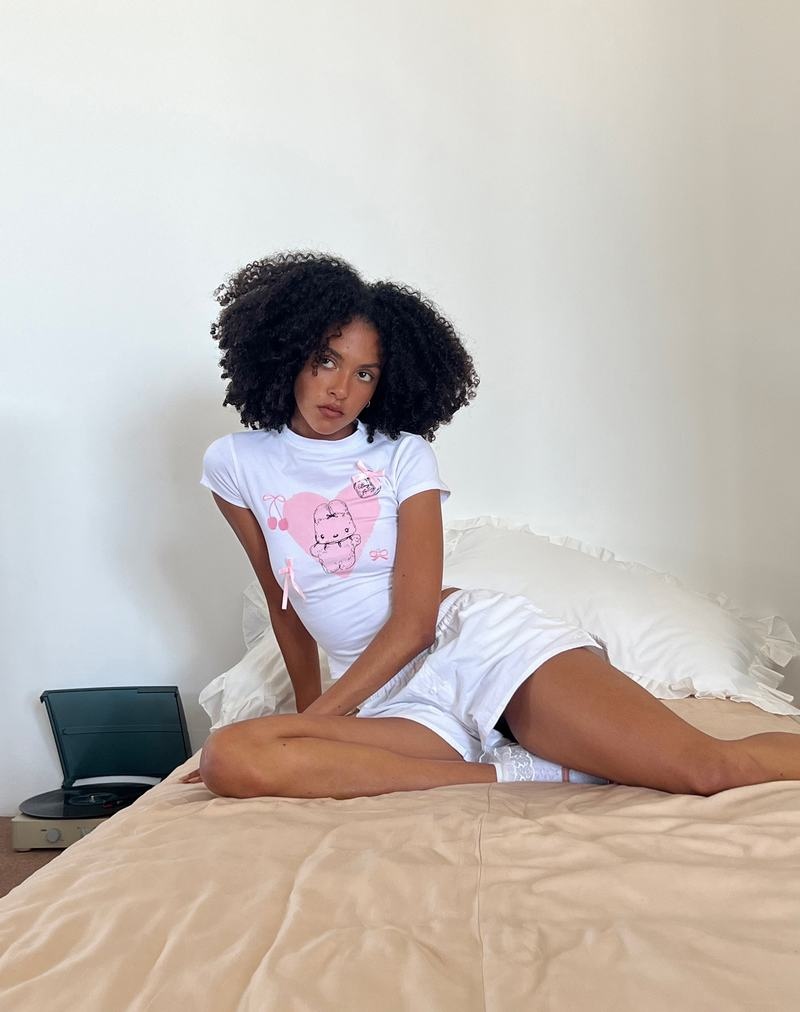 Női Motel Rocks Tiona Cropped Tee Póló Fehér | MJC4554BU