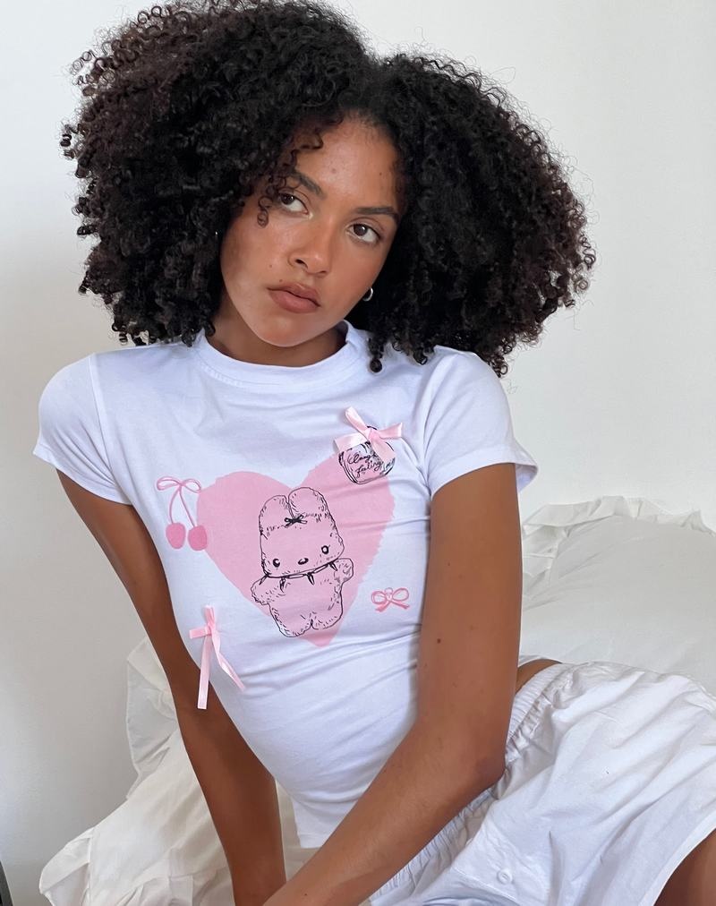 Női Motel Rocks Tiona Cropped Tee Póló Fehér | MJC4554BU