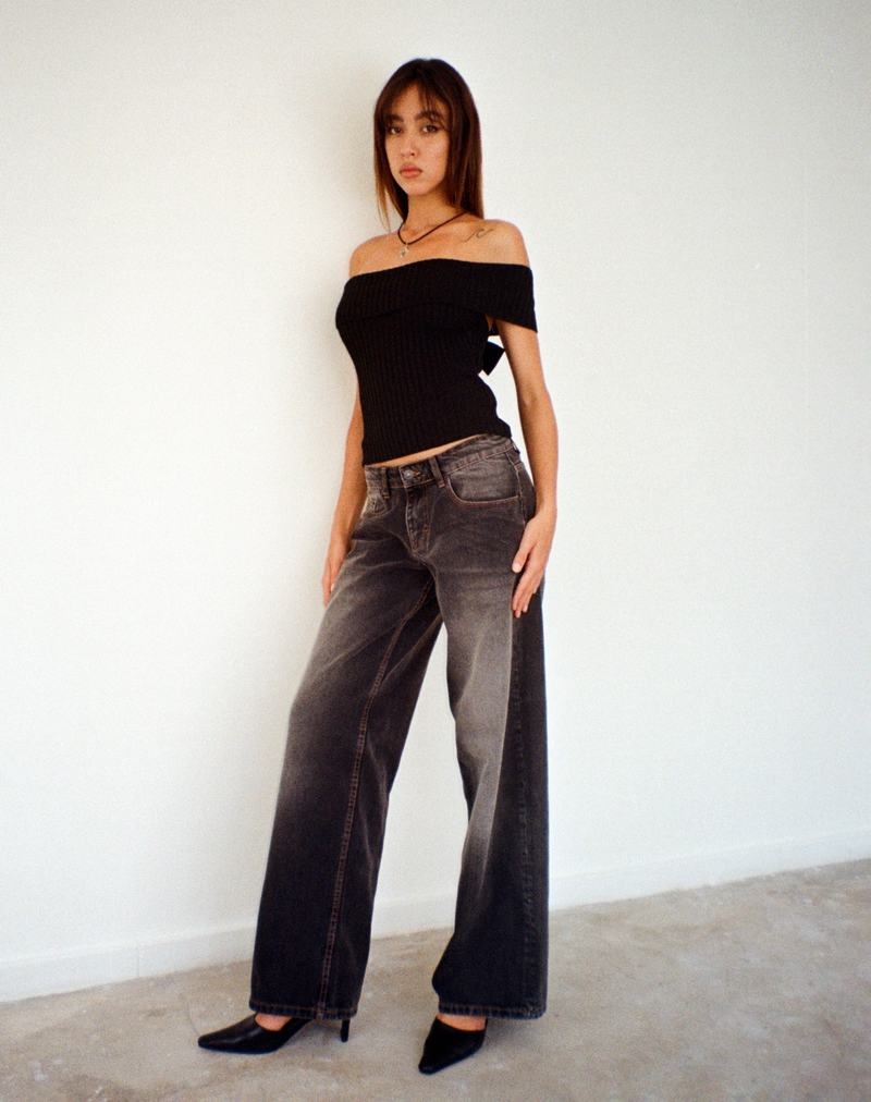 Női Motel Rocks Wilda Bardot Bow Back Póló Fekete | XUX6420VT