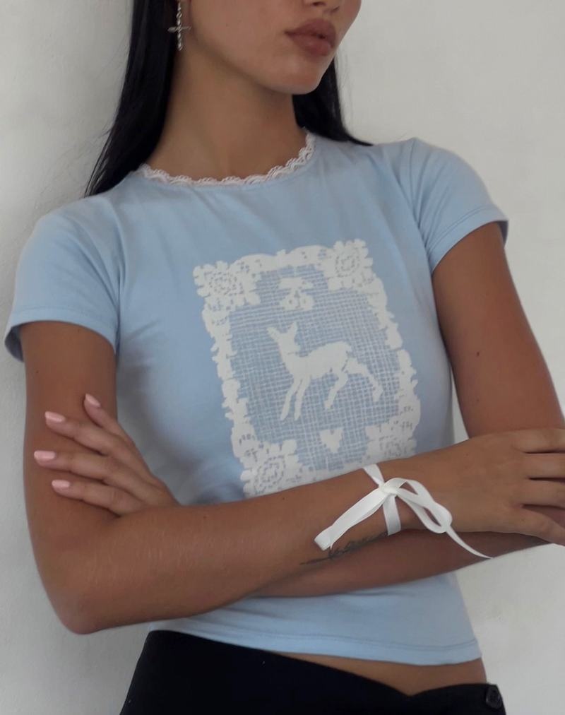 Női Motel Rocks Zagy Rövid Sleeve Tee Póló Kék | RDQ6676KK